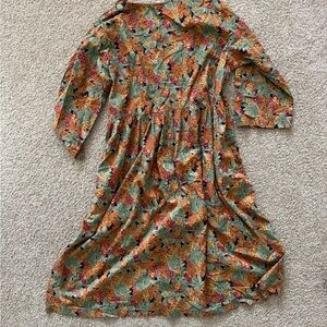 Vintage Bits & Pieces Grape Print Dress -Fall Midi size 2XL- Made in USA